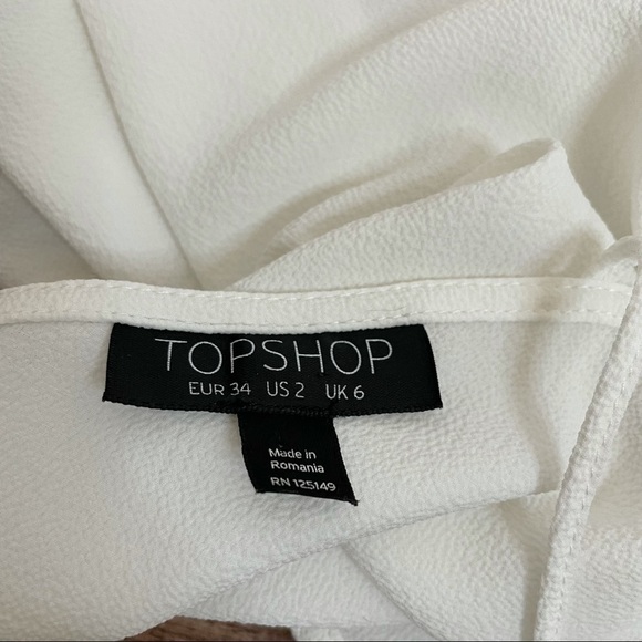 Top Shop White Cold Shoulder Ruffle Sleeve Blouse - Picture 3 of 4
